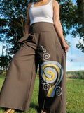 Brown Baggy Bohemian Palazzo Harem Pants Womens Wide Leg Hippie Boho Trousers