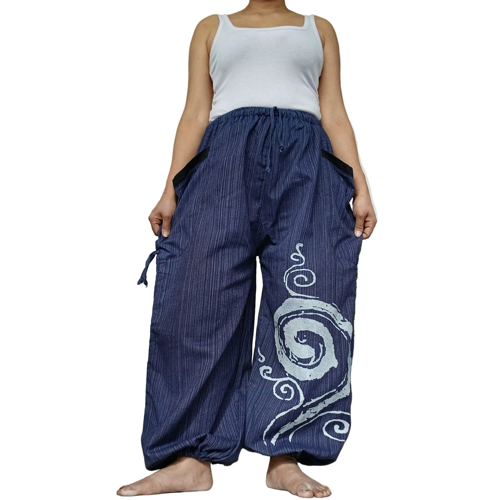 Navy Blue Harem Pants Genie Baggy Gypsy Aladdin Clothes Hippie Trousers One Size
