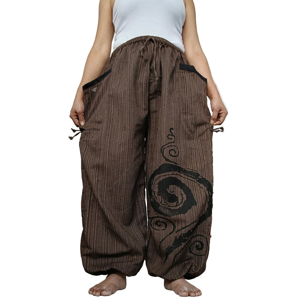 Brown Harem Pants Wide Leg Genie Baggy Aladdin Hippy Trousers Clothes One Size