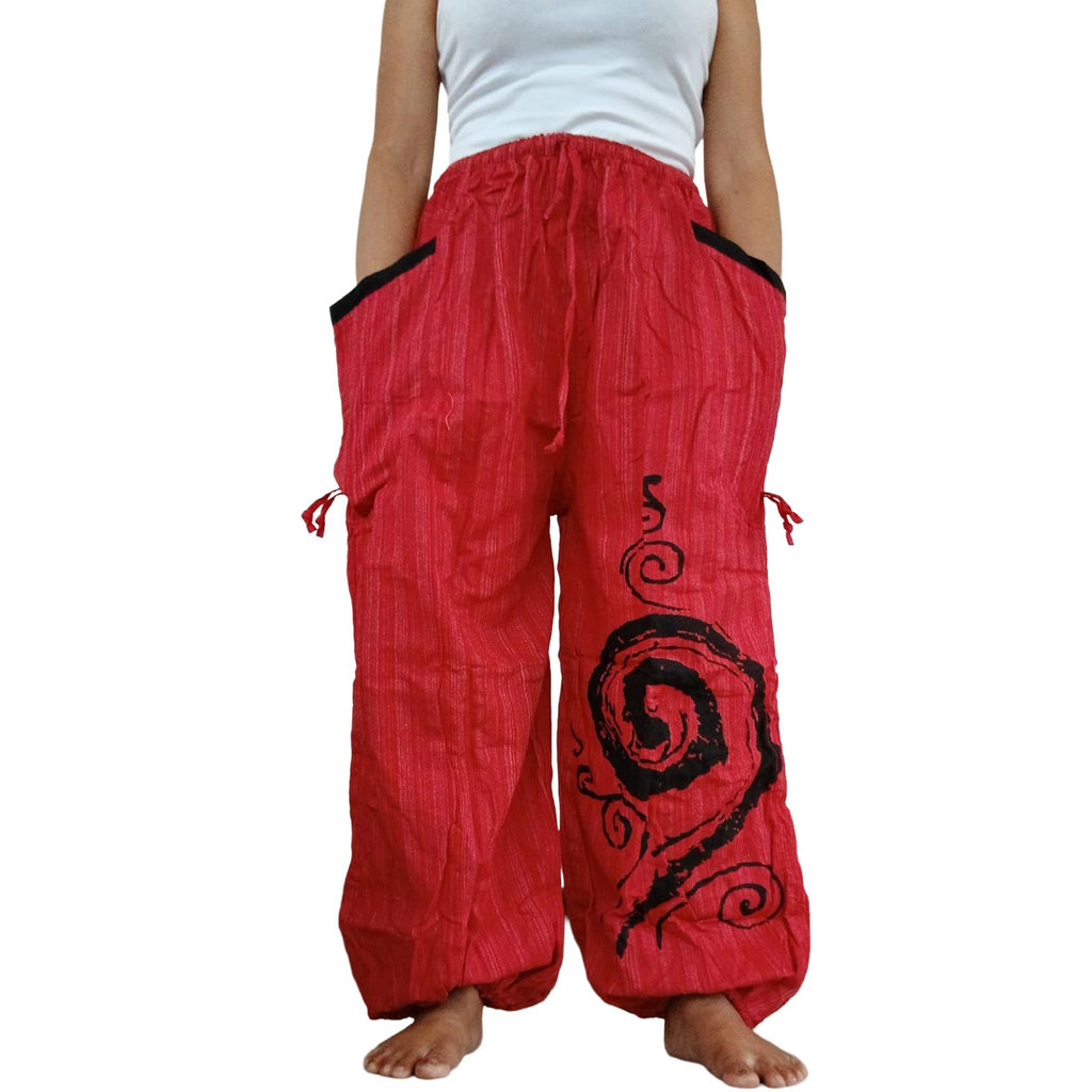 Red Thai Harem Pants Genie Baggy Aladdin Yoga Thailand Hippie Trousers Clothes