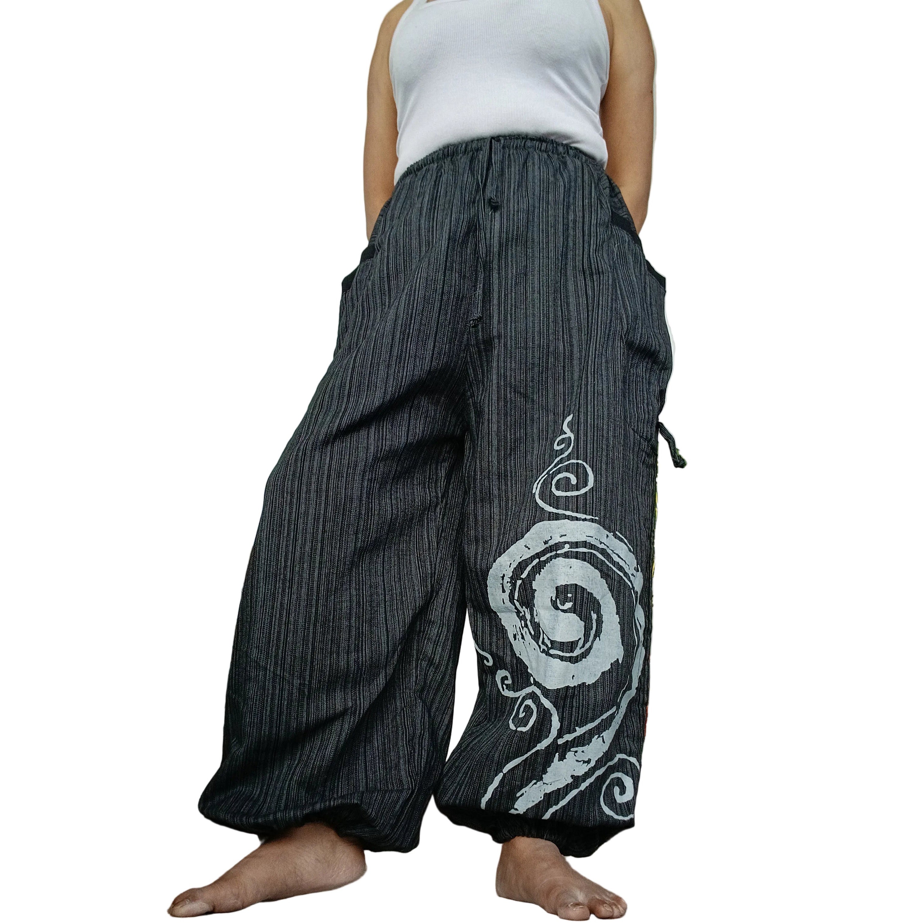 Black Harem Pants Genie Bohemian Baggy Gypsy Aladdin Hippie Trousers One Size