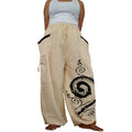Cream Black Harem Pants Genie Baggy Wide Fit Hippie Summer Trousers Fit S M L XL