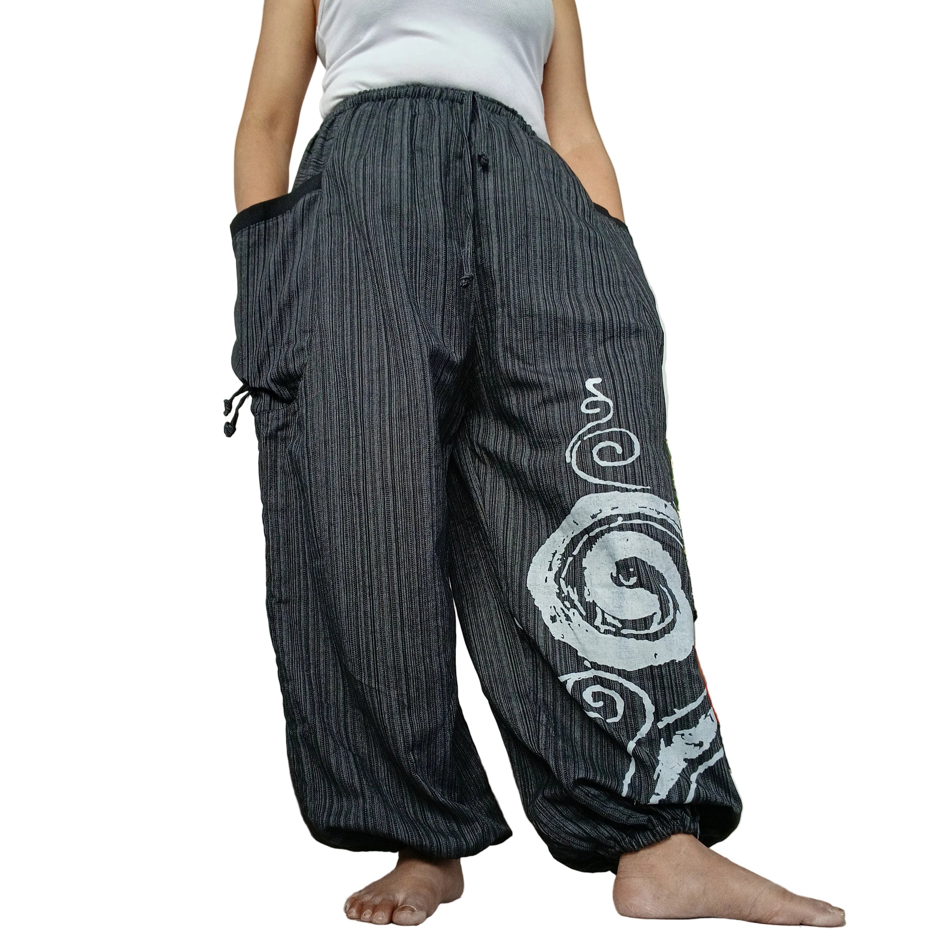 Black Harem Pants Genie Bohemian Baggy Gypsy Aladdin Hippie Trousers One Size