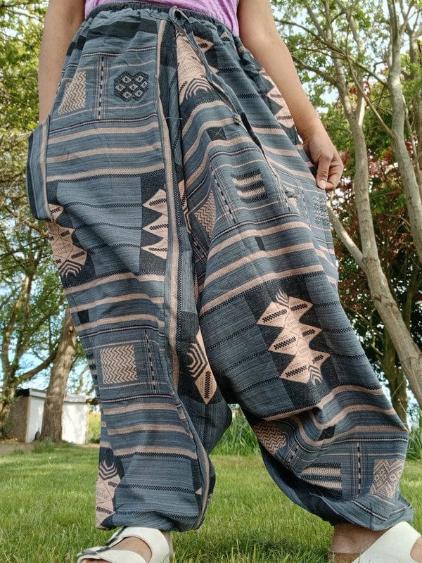 Grey Cream Aladdin Genie Harem Pants Hippie Wide Fit Baggy Mens Ladies Trousers