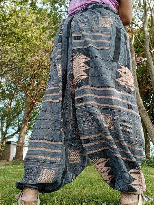 Grey Cream Aladdin Genie Harem Pants Hippie Wide Fit Baggy Mens Ladies Trousers