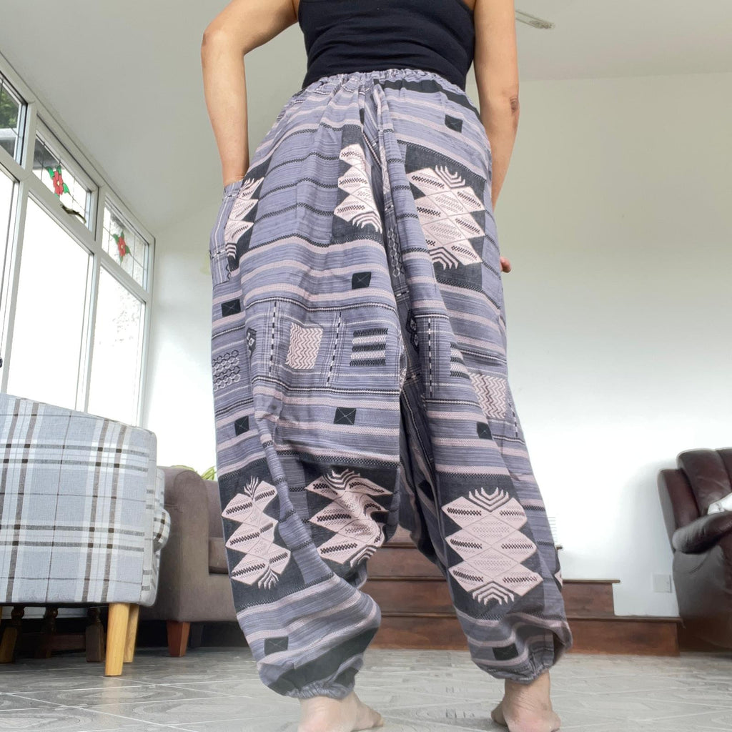 Mens Womens Thai Harem Pants Genie Gypsy Aladdin Hippie Yoga Cotton Trousers