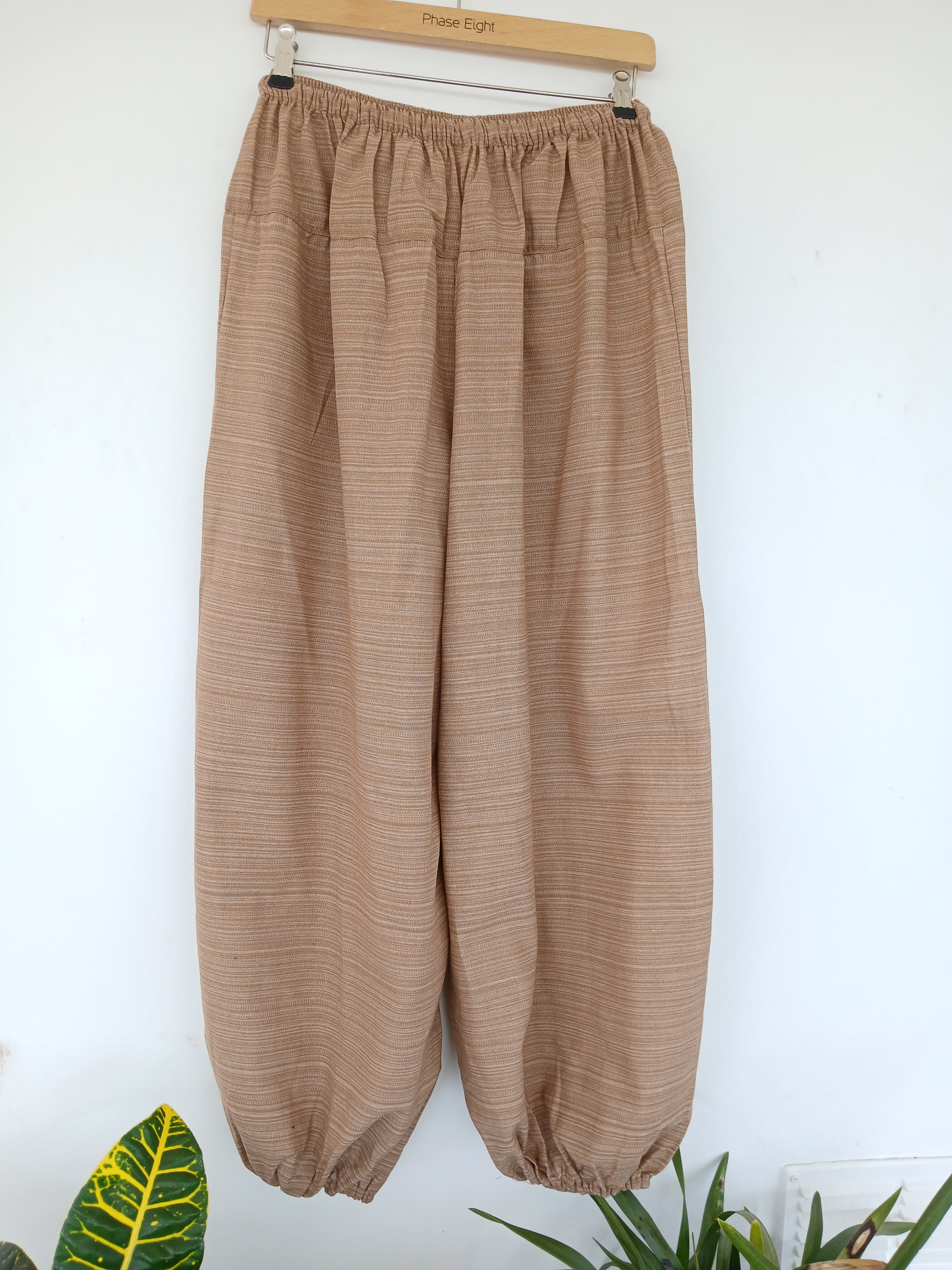 Unisex cotton beige cream baggy boho harem pants hippie loose-fit trousers one size for 6-8-10