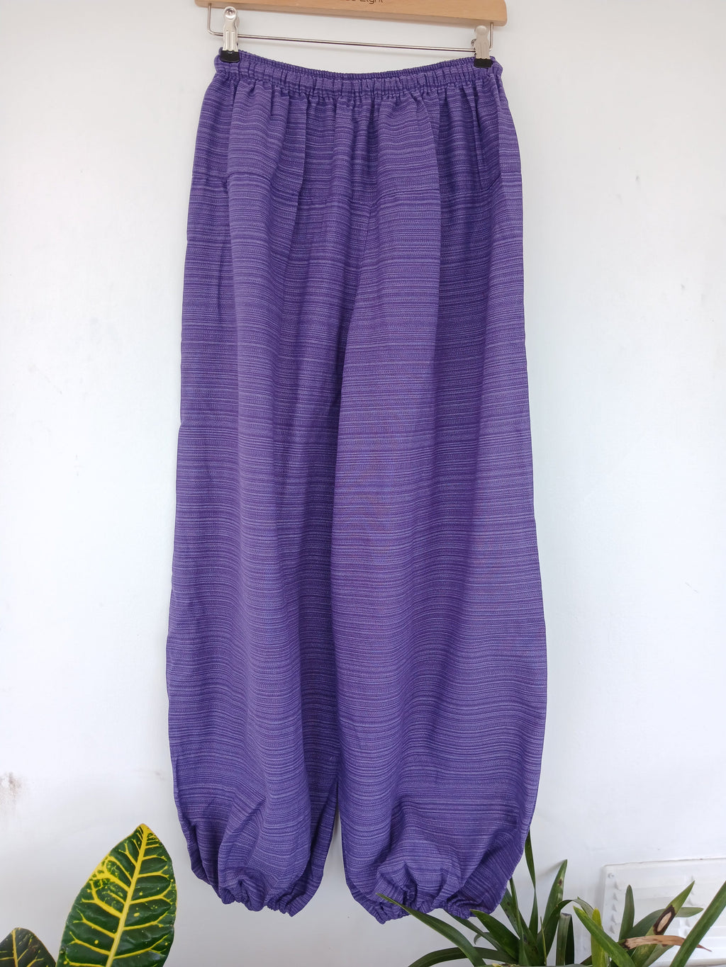 Cotton lavender boho baggy harem pants hippie loose-fit trousers one size fit 8-10-12