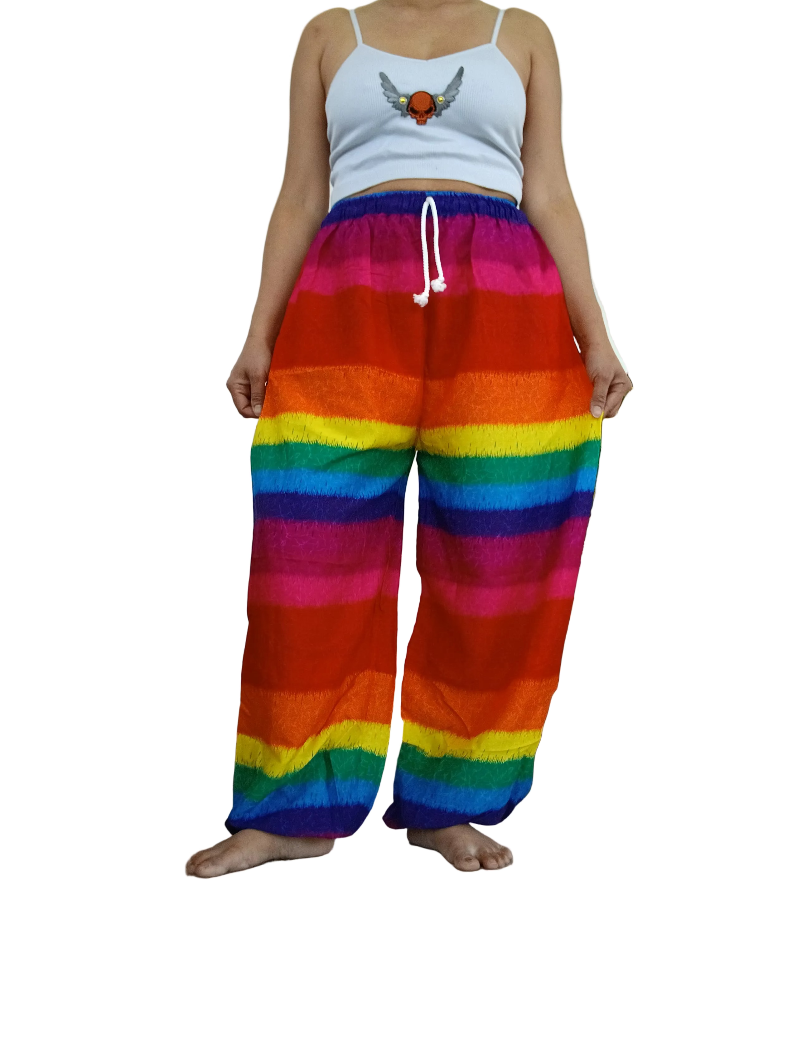 Rainbow Relaxed Fit Trousers – Handmade in Thailand for unisex One size fit 8-10-12
