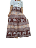 Brown elephant print wide leg elegant flowy high-waisted boho trousers Palazzo Harem Pants