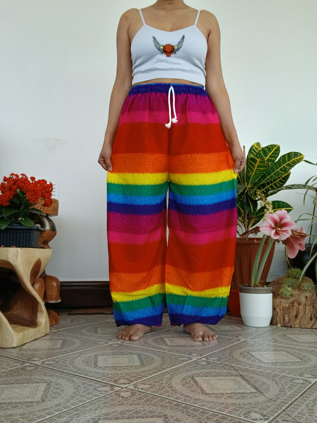 Rainbow Relaxed Fit Trousers – Handmade in Thailand for unisex One size fit 8-10-12