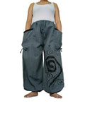 Grey cotton baggy poofy harem pants hippie Boho loose-fit trousers joggers