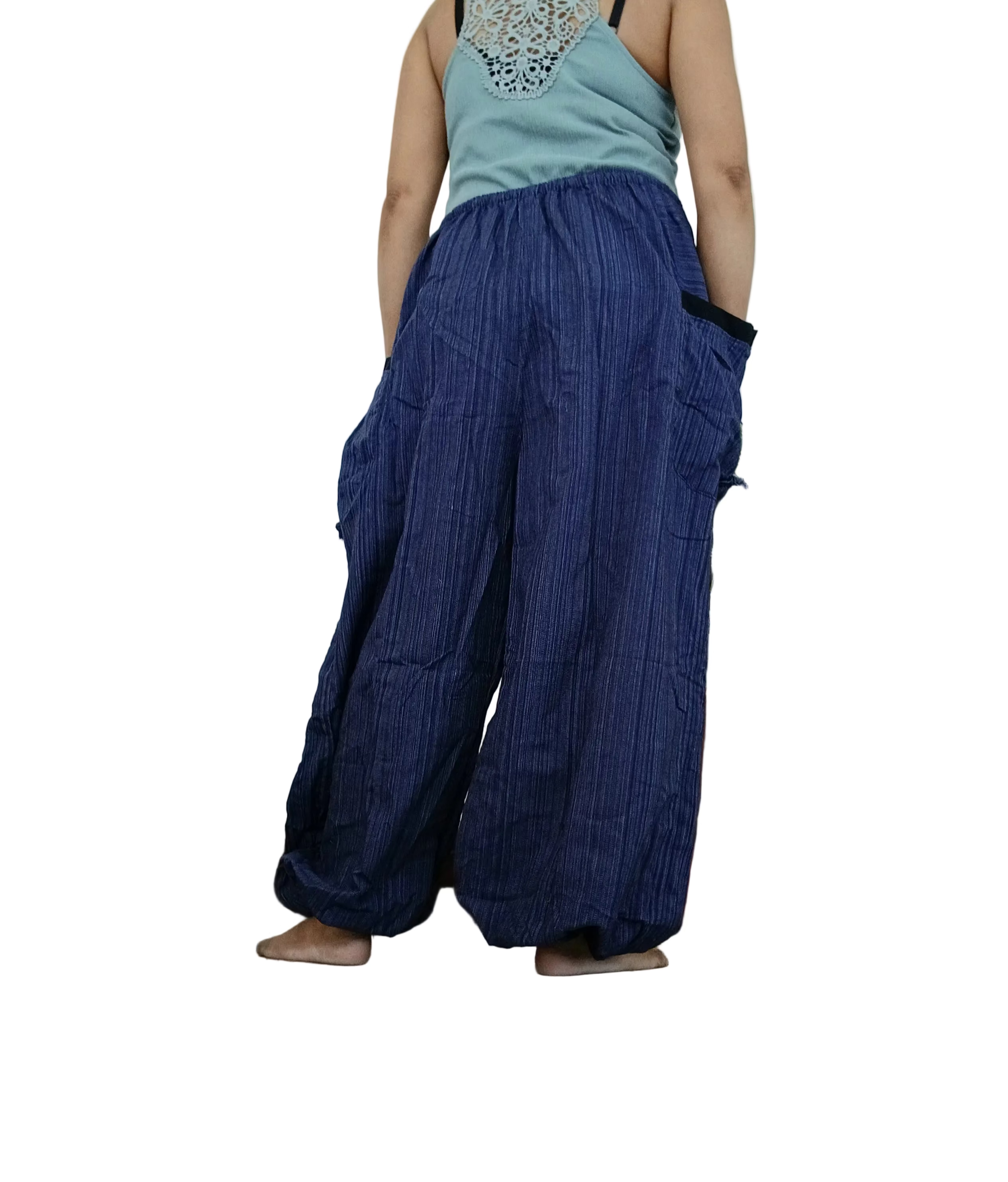 Plain Navy Blue Harem Pants Wide Leg Baggy Boho Aladdin Thai Hippie Trousers