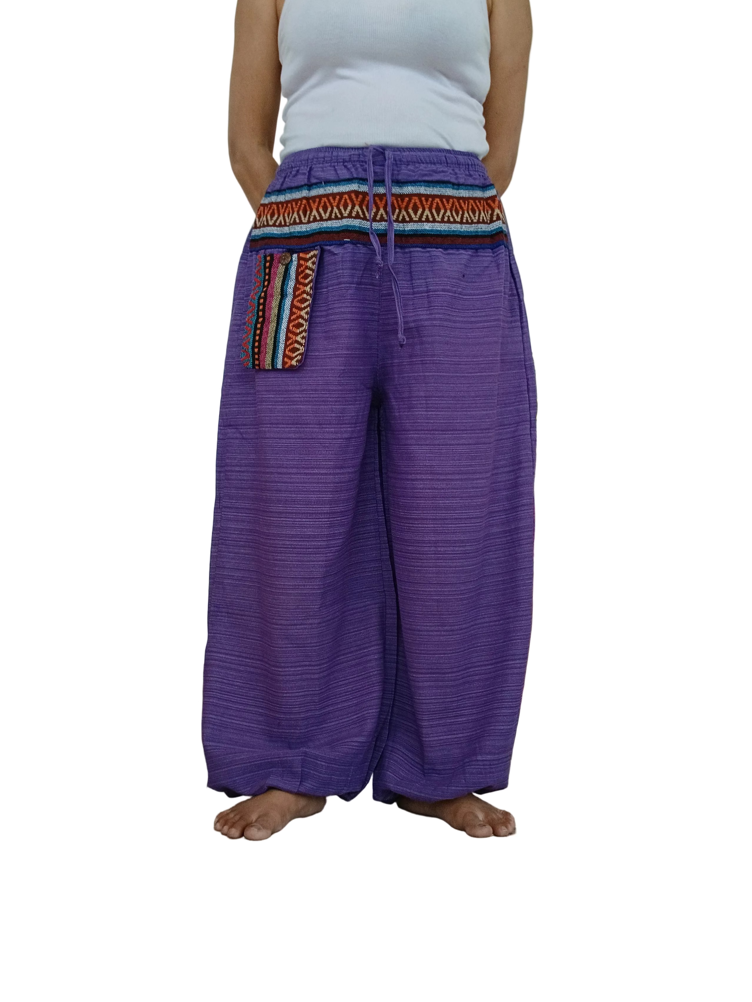 Cotton lavender boho baggy harem pants hippie loose-fit trousers one size fit 8-10-12