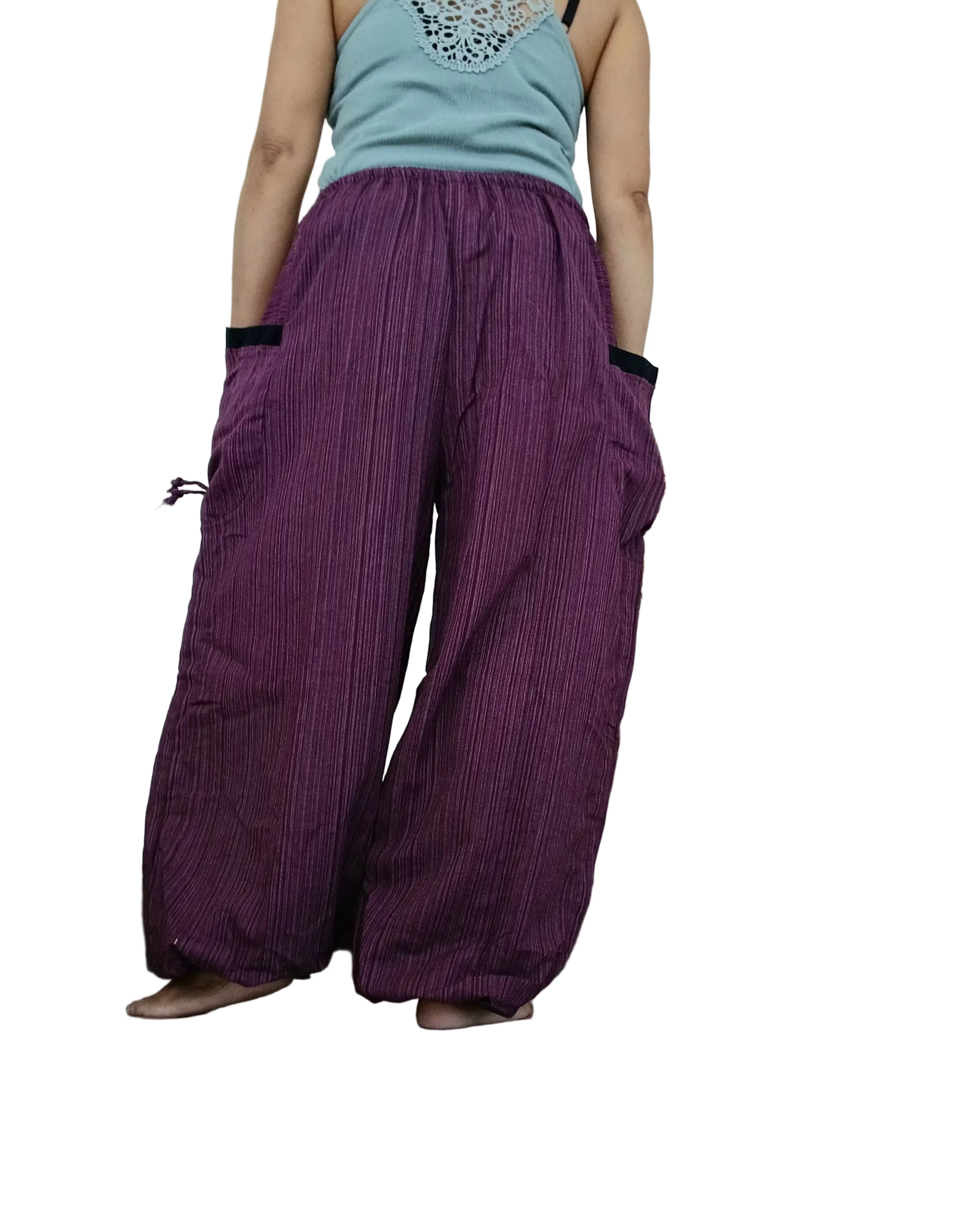 Plain purple cotton baggy relaxed fit harem pants hippie Boho loose-fit trousers one size fit S-M-L