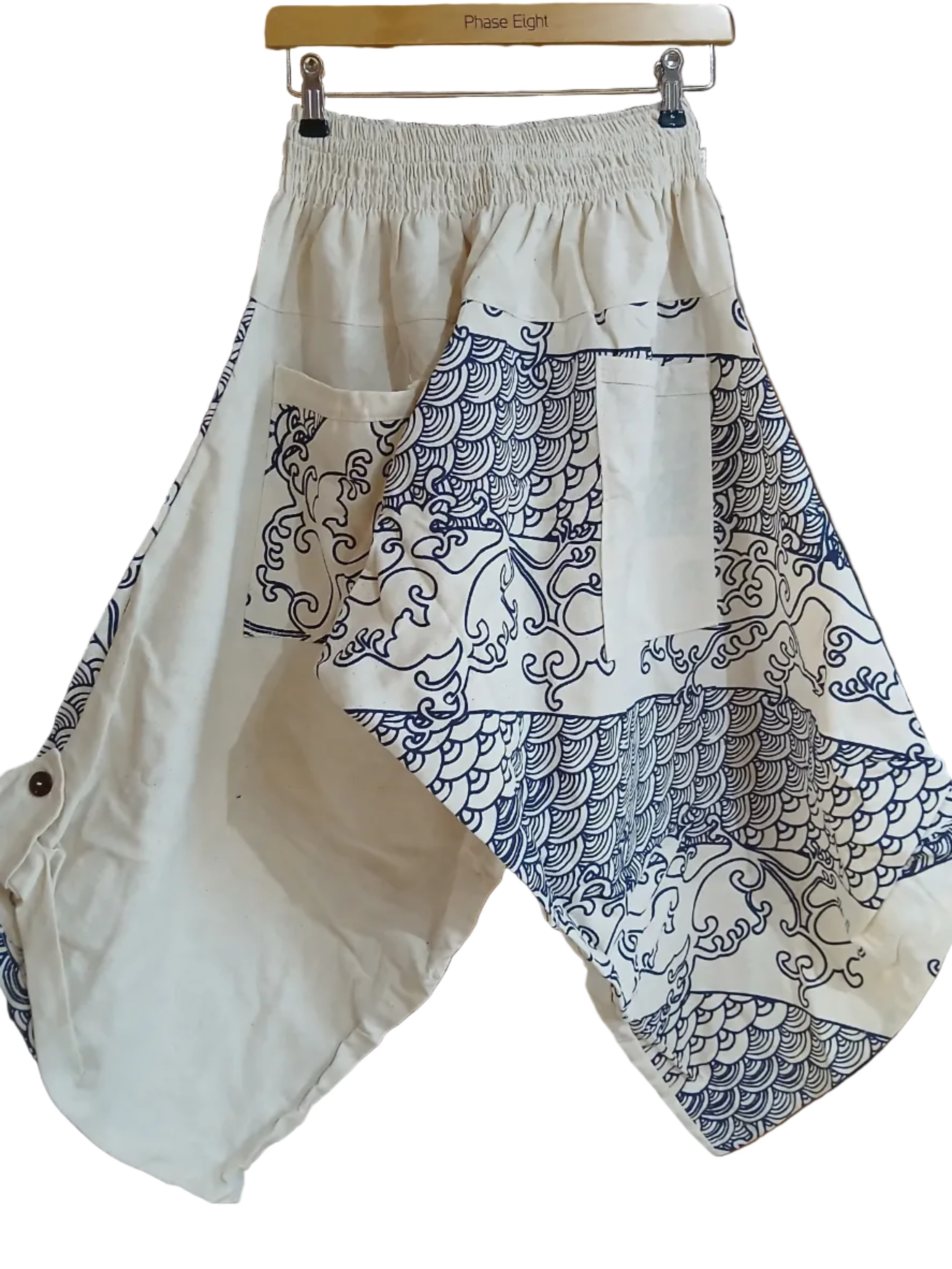 Cotton white cream harem boho pants Ninja Samurai Style trousers one size