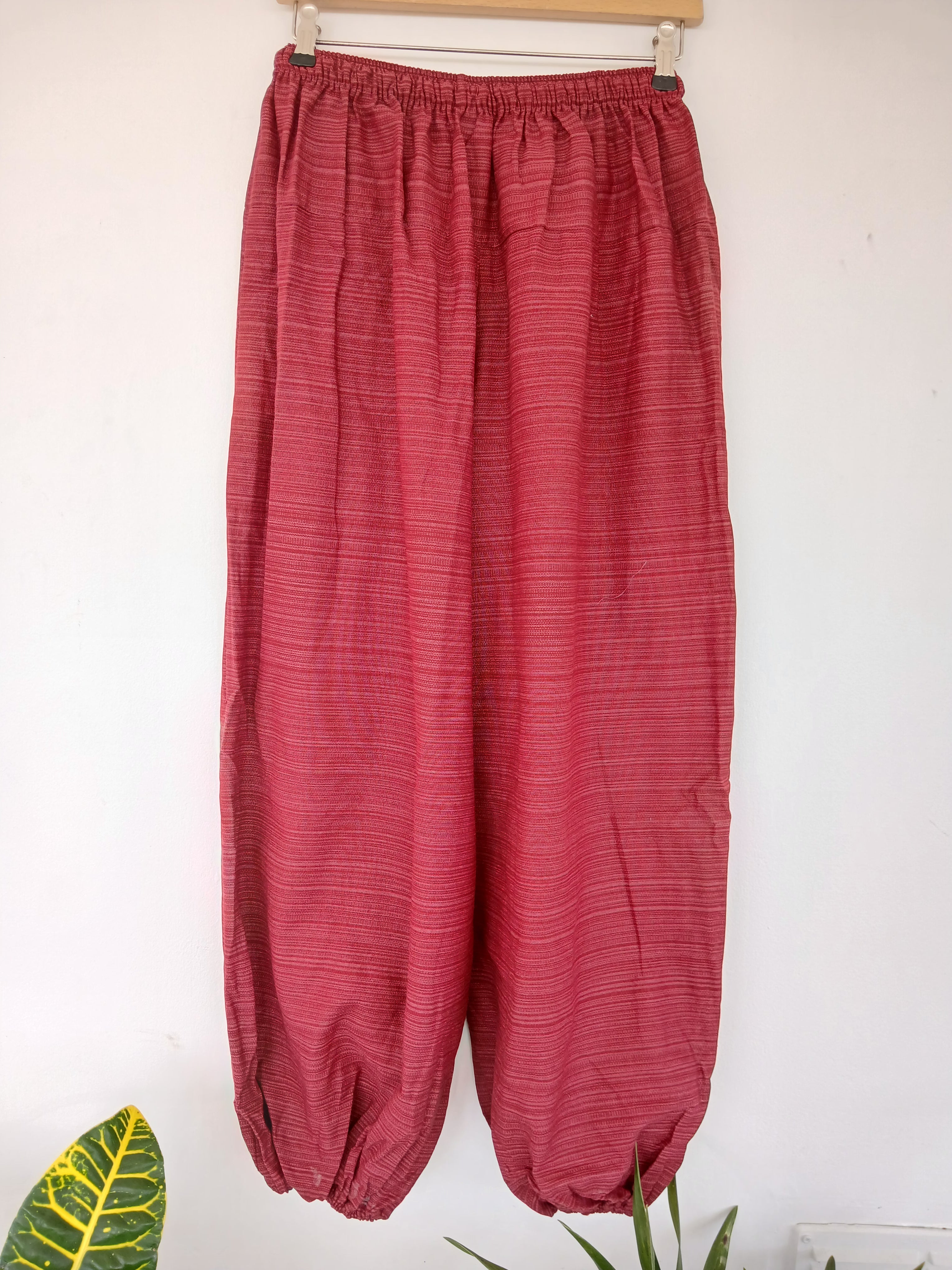 Burgundy cotton Boho baggy relaxed fit harem pants hippie festival casual trousers one size fit 8-10-12