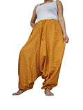 Cotton yellow Boho hippie Harem pants baggy relaxed fit yoga meditation festivals trousers for unisex