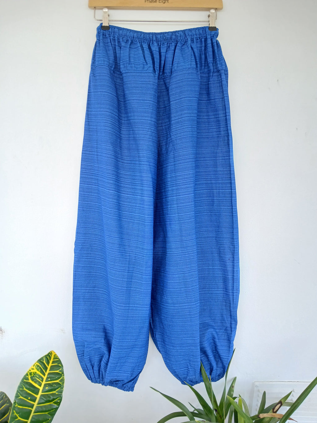 Cotton blue Boho hippie Harem Pants baggy relaxed fit trousers with Ethnic Pocket – Size S–L