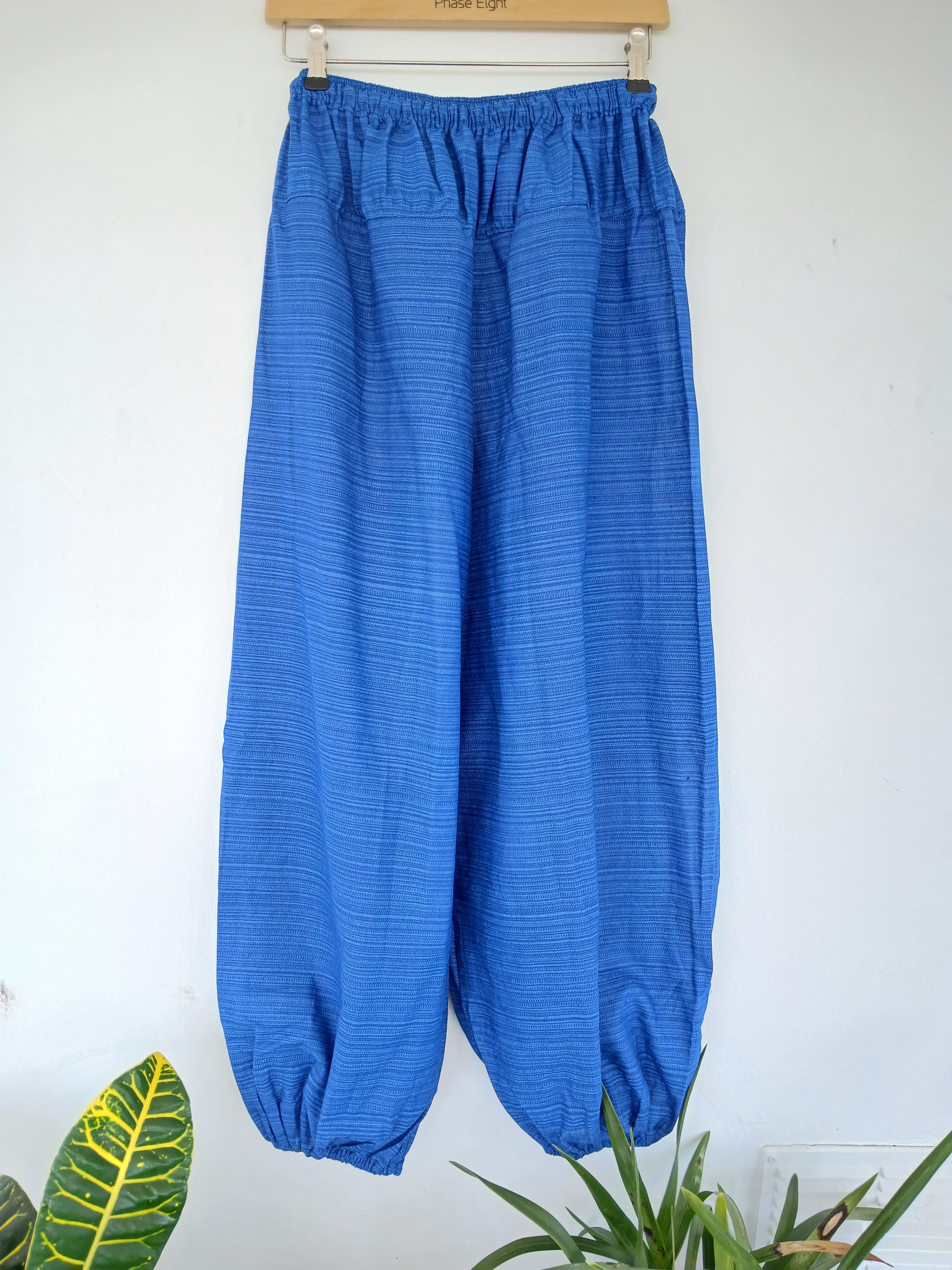 Cotton blue Boho hippie Harem Pants baggy relaxed fit trousers with Ethnic Pocket – Size S–L
