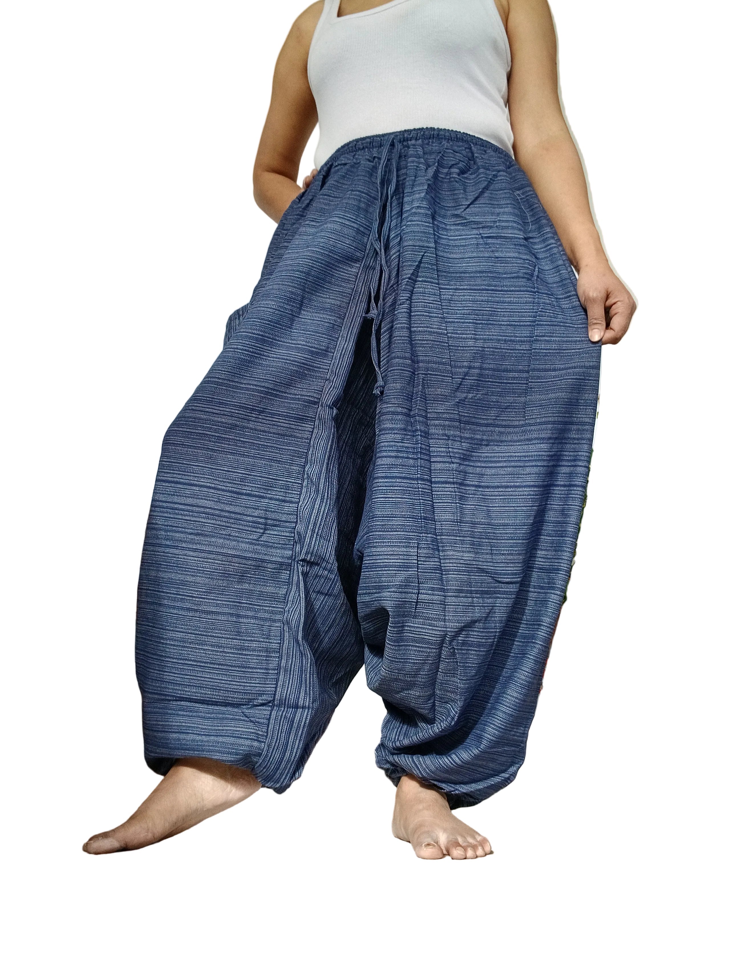 Cotton navy relaxed fit Boho wide leg harem pants hippie baggy yoga meditation trousers for unisex