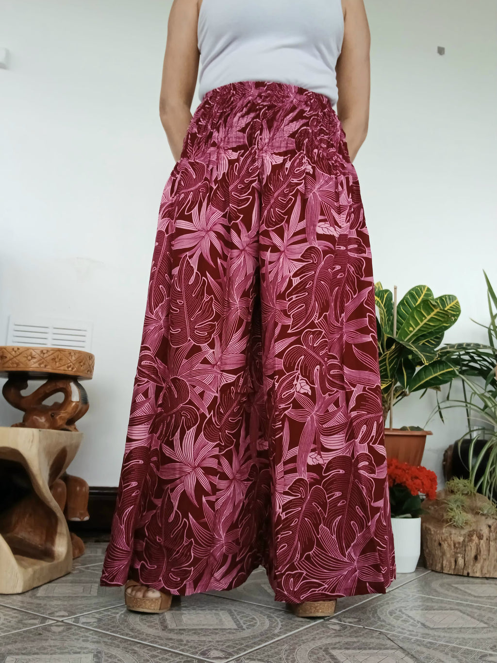 Beautiful boho flowy high-waisted harem pants Palazzo wide leg elegant trousers one size fit S-M-L-XL