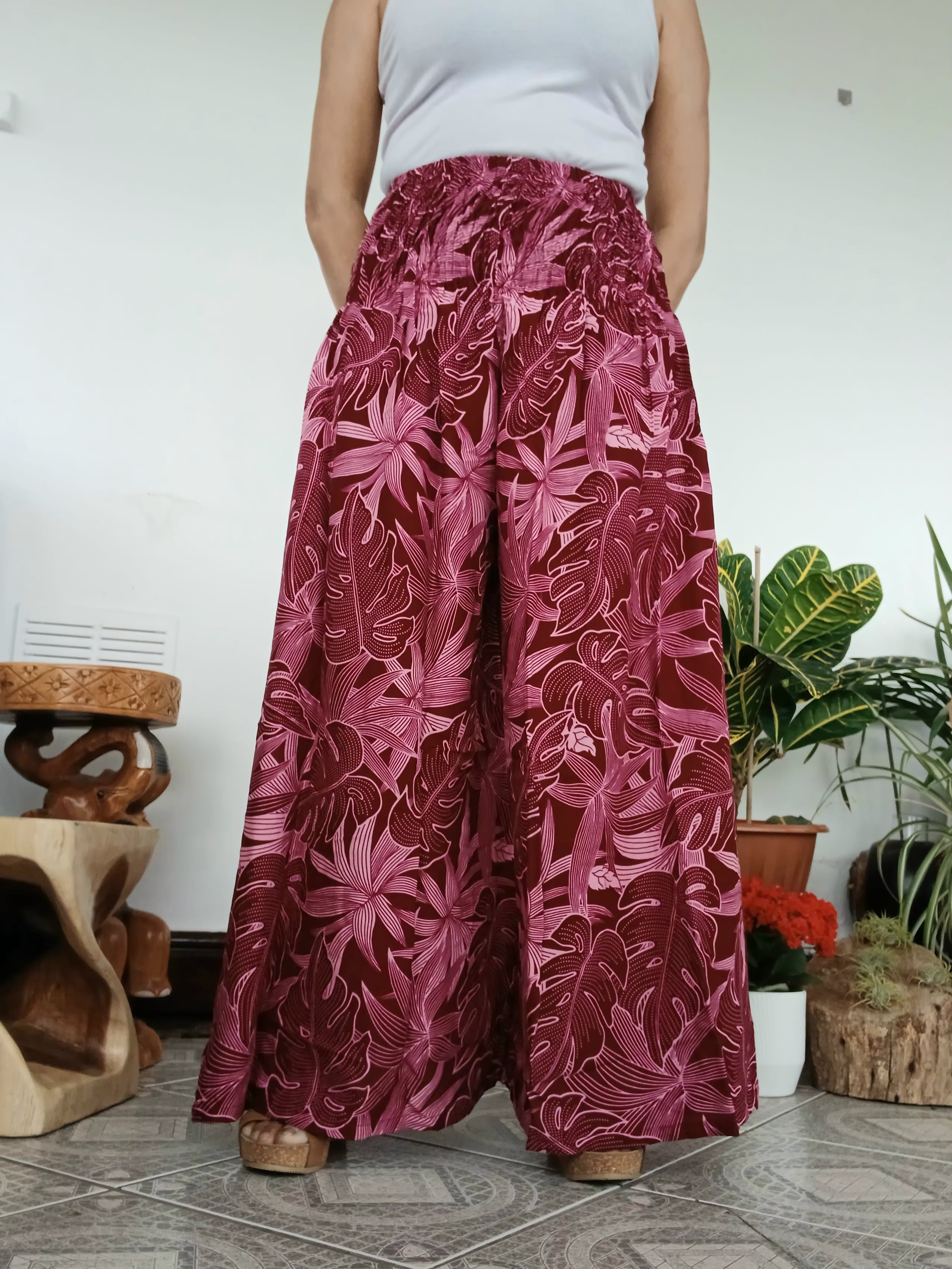 Beautiful boho flowy high-waisted harem pants Palazzo wide leg elegant trousers one size fit S-M-L-XL