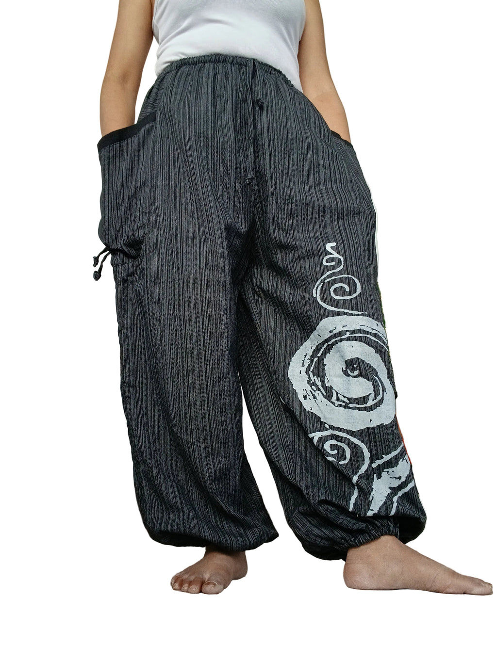 Cotton black baggy wide leg harem pants hippie Boho relaxed fit trousers joggers for unisex