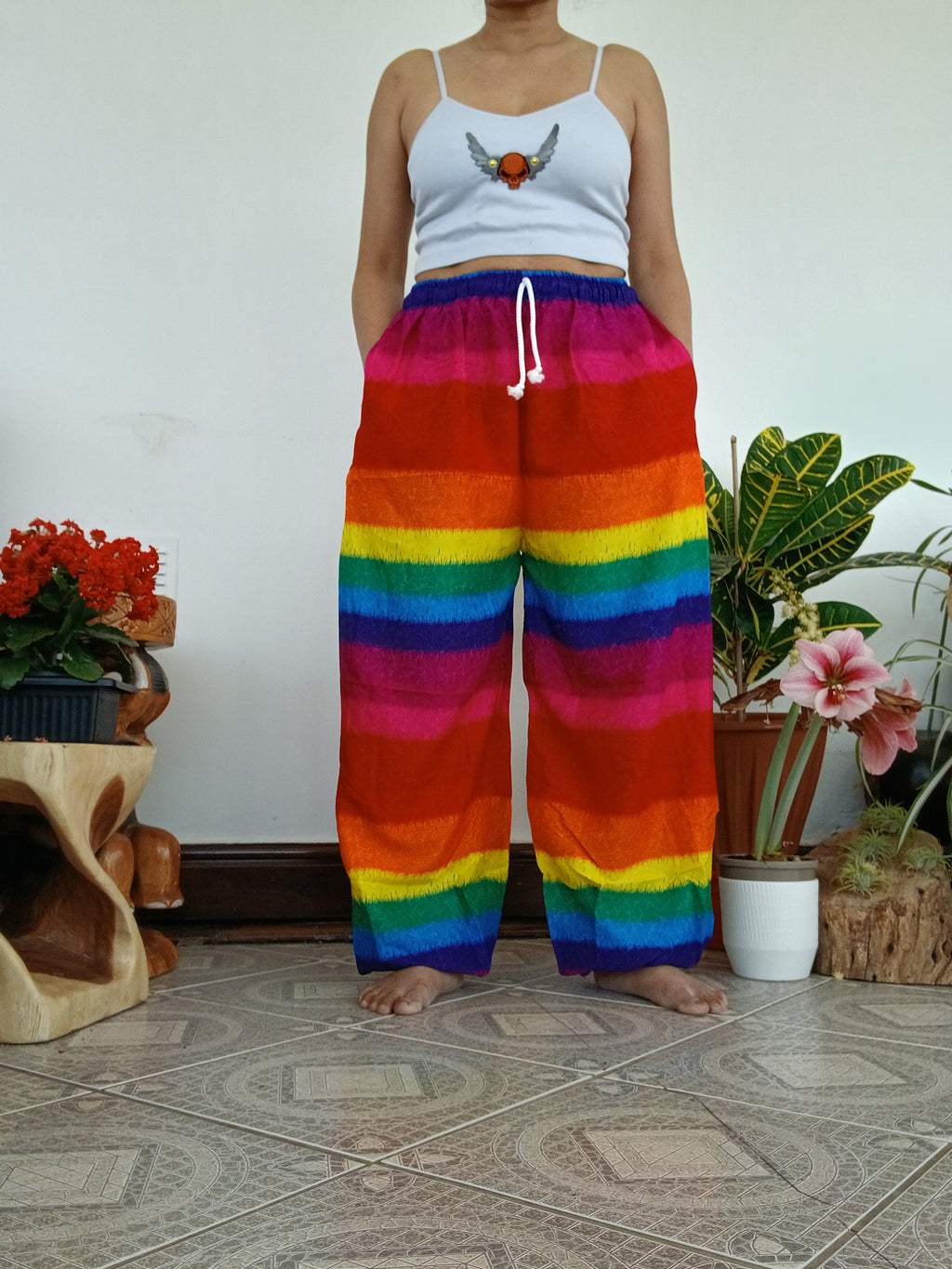 Rainbow Relaxed Fit Trousers – Handmade in Thailand for unisex One size fit 8-10-12