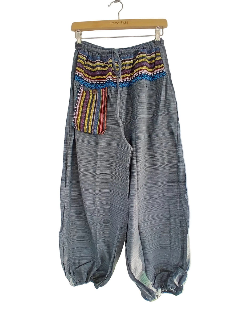 Boho Harem cotton Pants hippie relaxed fit trousers with Ethnic Pocket – Size S–L