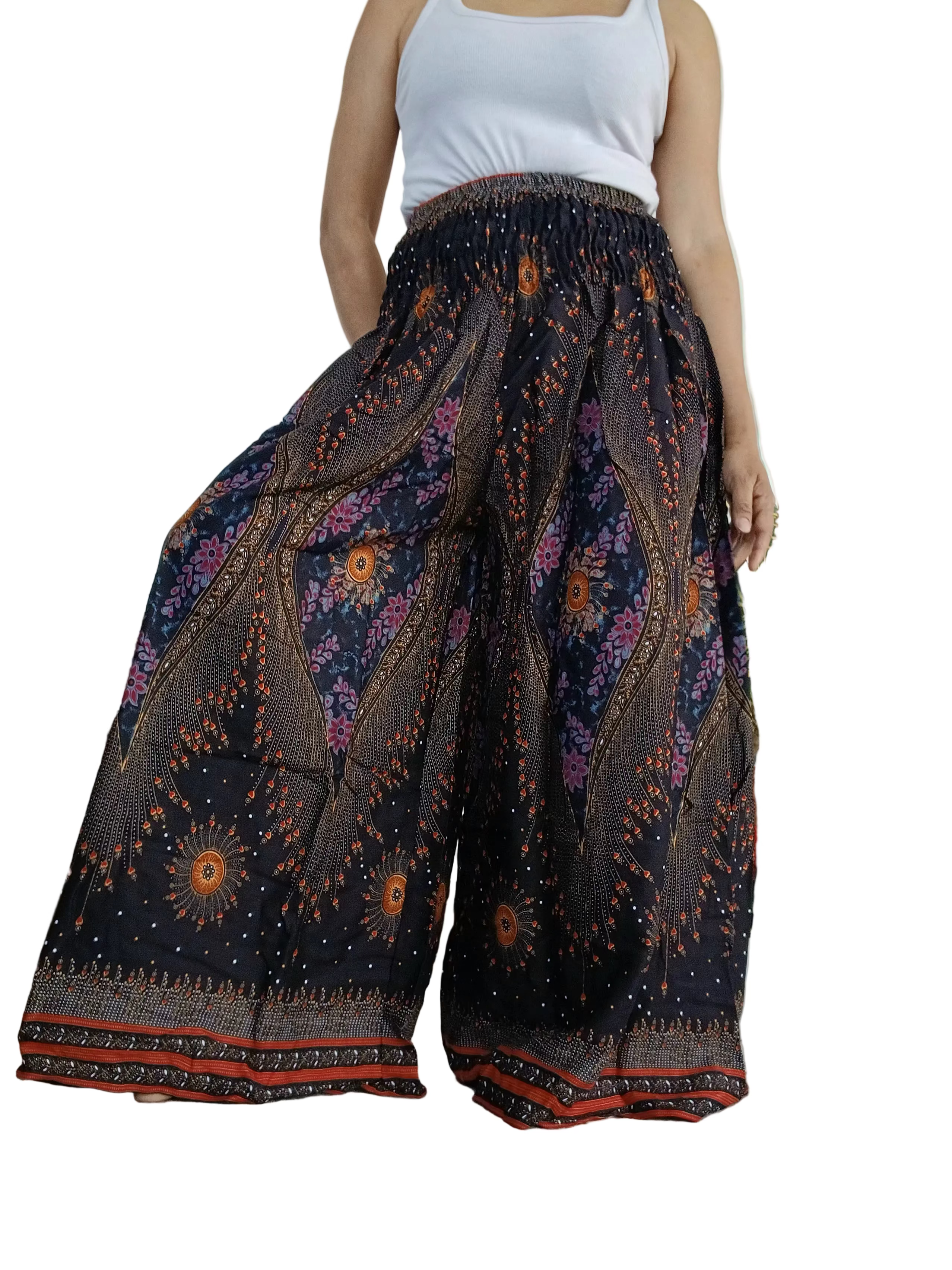 Beautiful flowy boho wide leg elegant culottes trousers high-waisted harem pants One size fits 8-10-12
