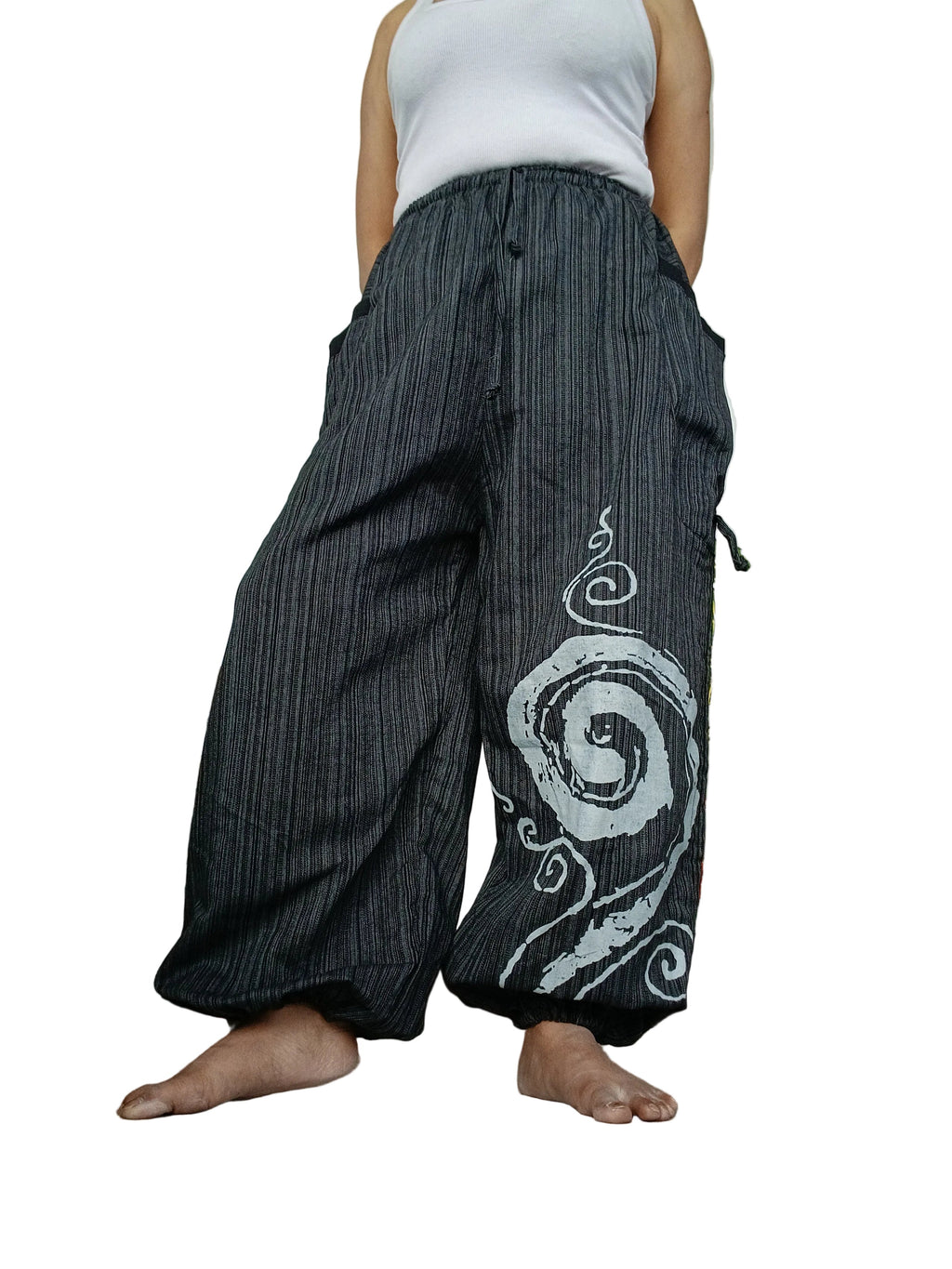 Cotton black baggy wide leg harem pants hippie Boho relaxed fit trousers joggers for unisex