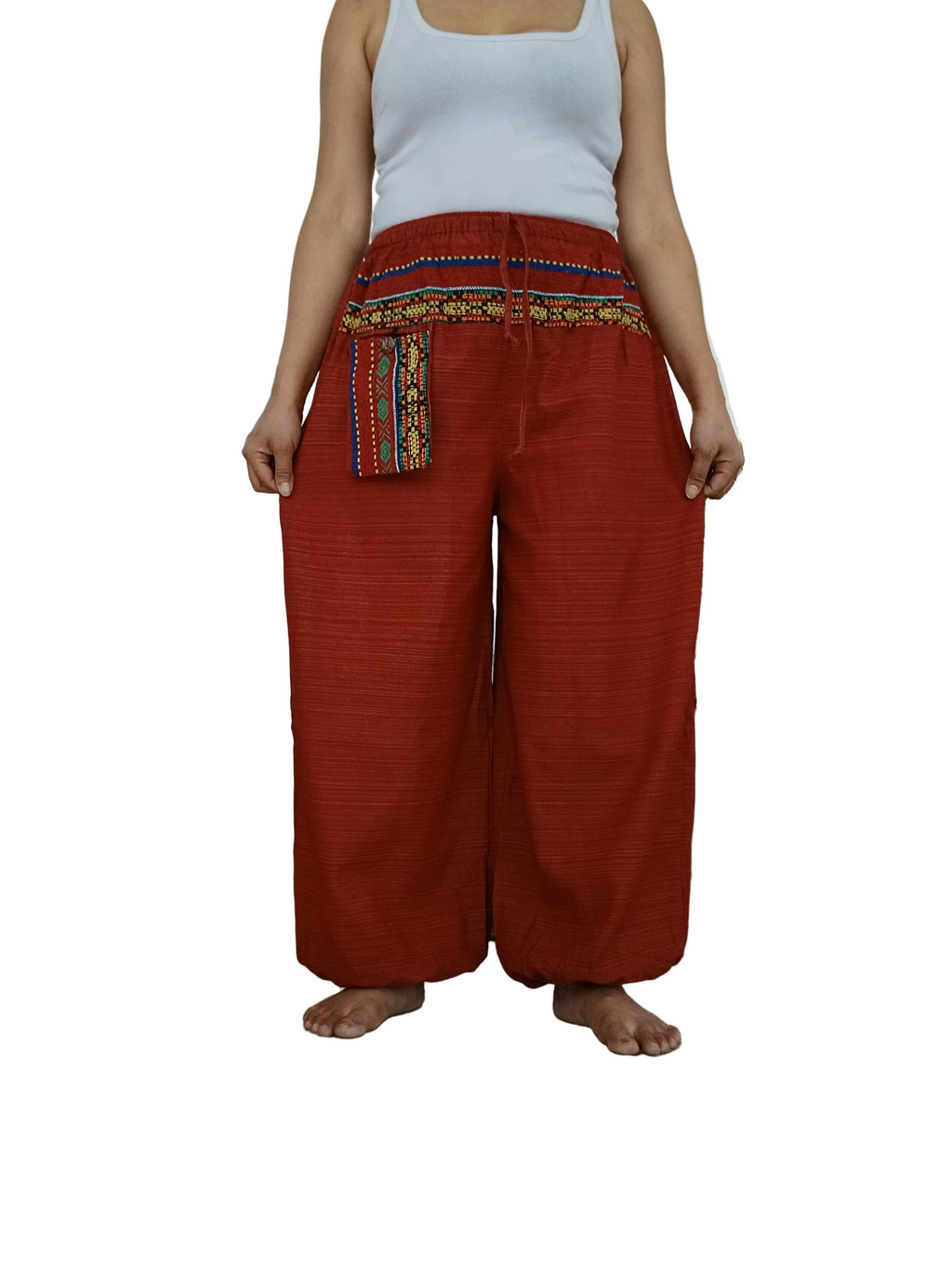 Burgundy cotton Boho baggy relaxed fit harem pants hippie festival casual trousers one size fit 8-10-12