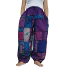 Stonewash patchwork purple tones Boho baggy loose-fit trousers joggers hippie Harem Pants unique one size