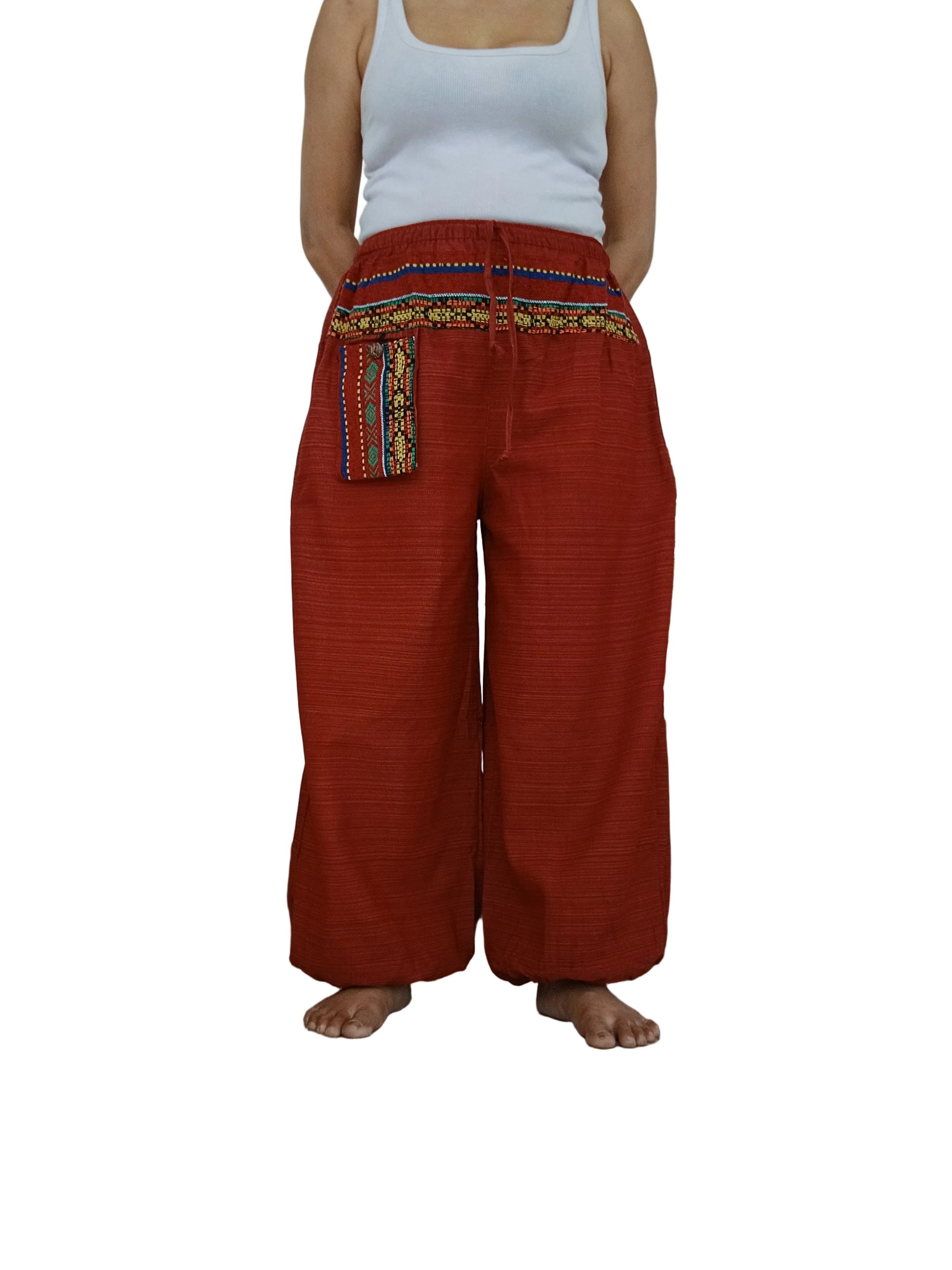 Burgundy cotton Boho baggy relaxed fit harem pants hippie festival casual trousers one size fit 8-10-12