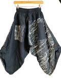 Black abstract print Ninja Samurai Style harem pants hippie Boho trousers one size fit 6-8-10