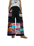 Handmade Black Multicolour Harem Pants Unique Random Patchwork Hippie Trousers