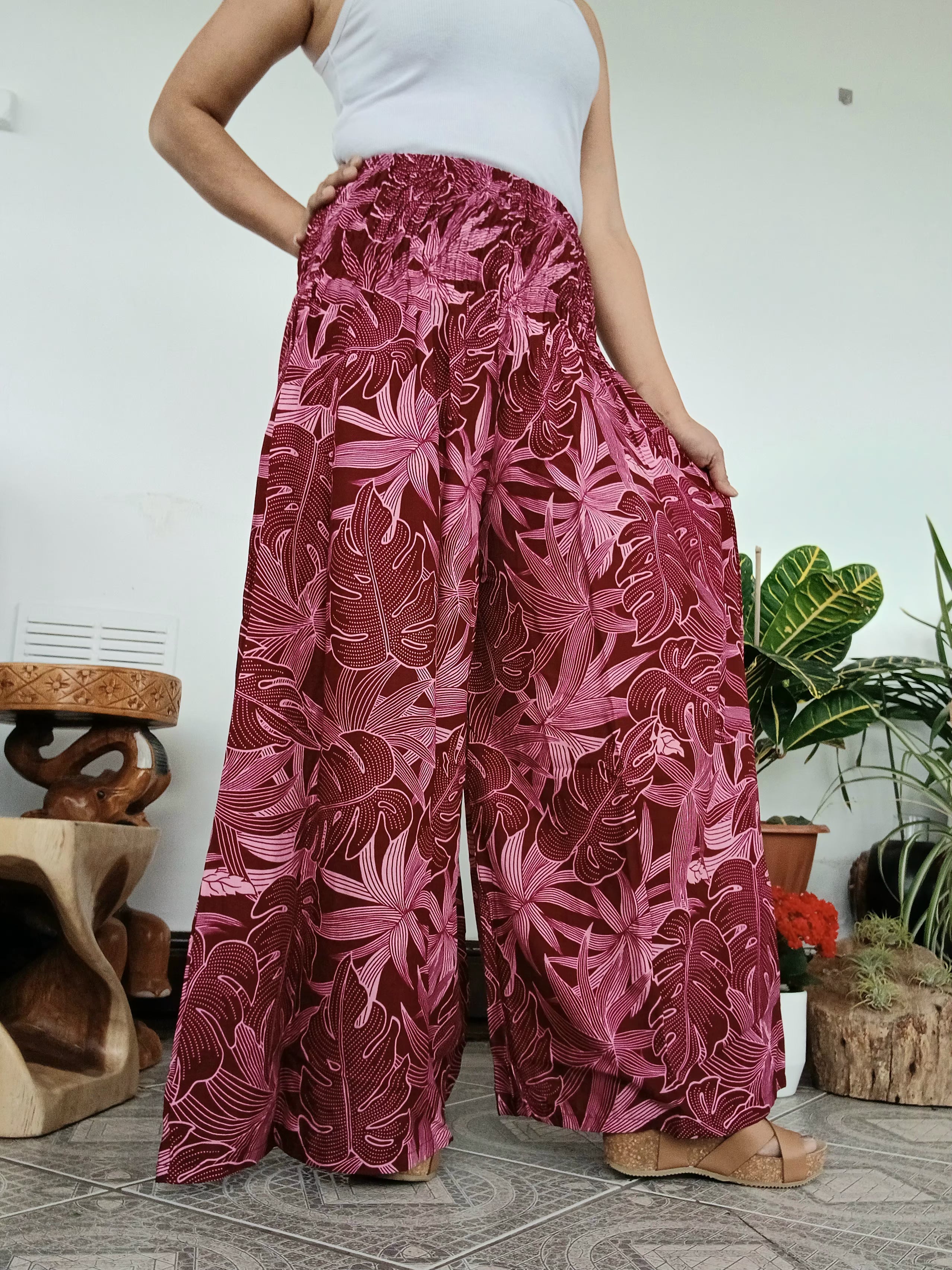 Beautiful boho flowy high-waisted harem pants Palazzo wide leg elegant trousers one size fit S-M-L-XL