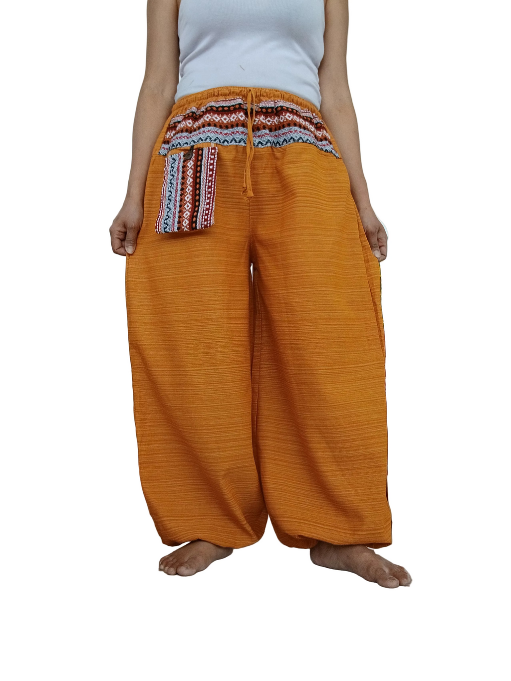 Yellow cotton baggy relaxed fit harem pants Boho hippie trousers one size for 8-10-12