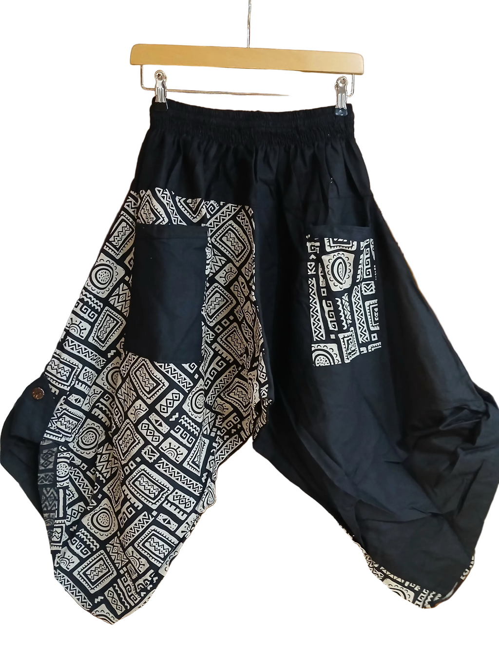 Black Grey cotton Ninja Samurai Style harem pants hippie Boho Cropped trousers