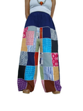 Cotton Navy Blue Multicolour Harem Pants Unique Random Patchwork Hippie Trousers
