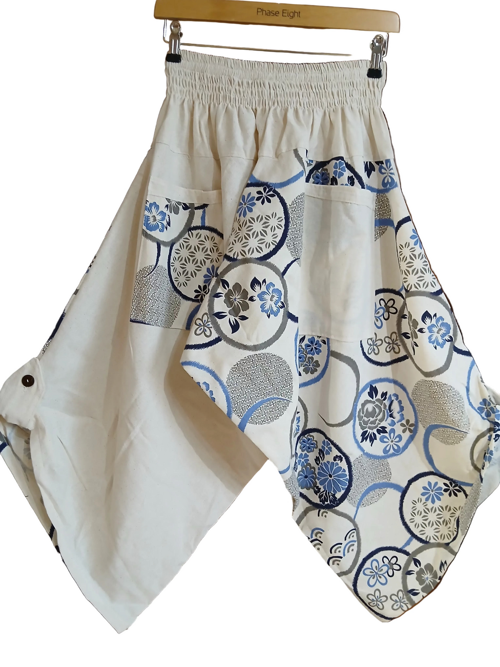 White cream Boho harem pants relaxed fit yoga meditation Aladdin trousers one size