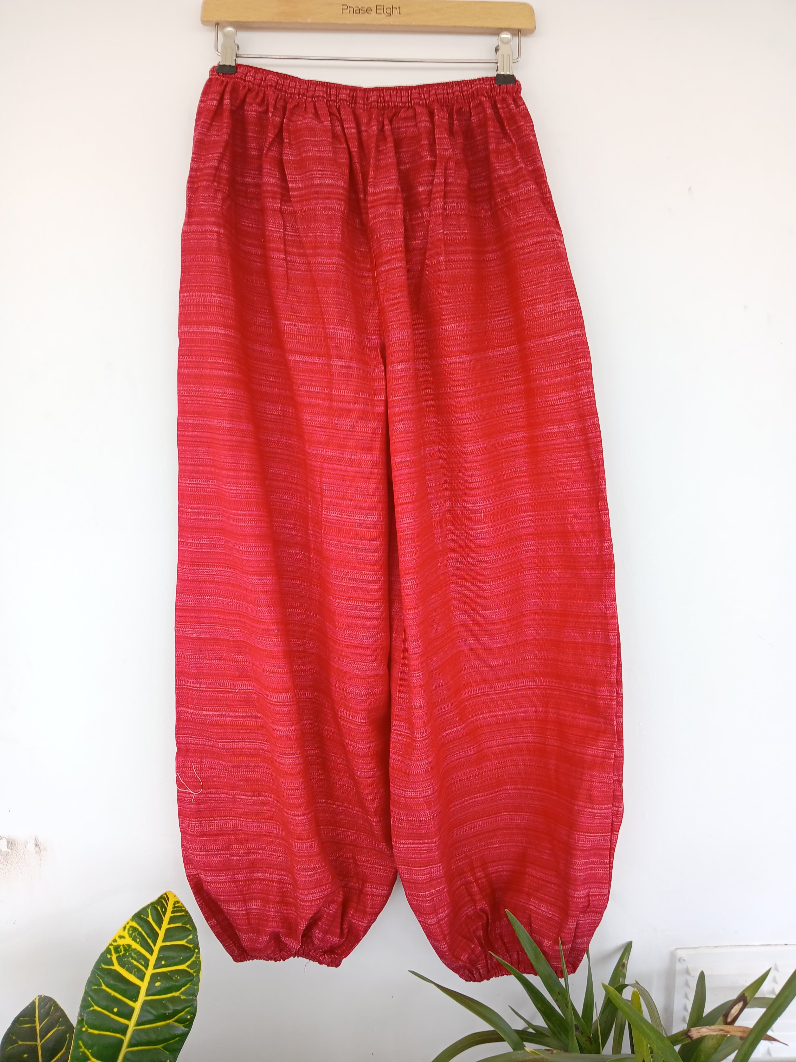 Cotton red Boho baggy hippie Harem Pants with Ethnic Pocket – Size S–L