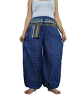 Cotton blue navy hippie Boho Harem Pants with Ethnic Pocket – Relaxed Fit trousers joggers one size fit 8-10-12