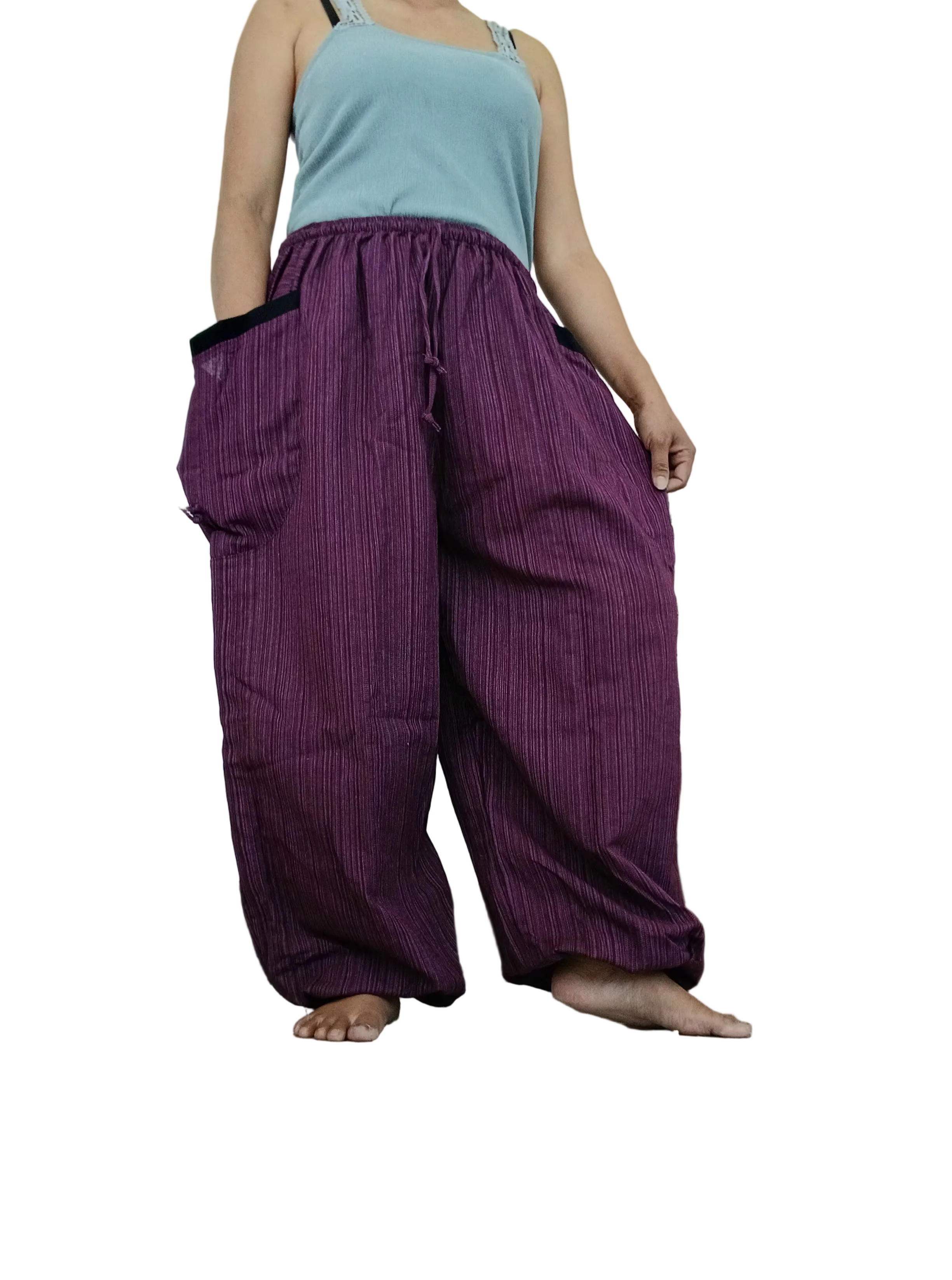 Plain purple cotton baggy relaxed fit harem pants hippie Boho loose-fit trousers one size fit S-M-L