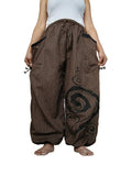 Cotton brown baggy hippie Boho trousers joggers wide leg poofy  harem pants for unisex
