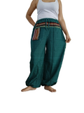 Darkgreen cotton Boho hippie Harem pants relaxed fit casual trousers one size fit 8-10-12 for unisex