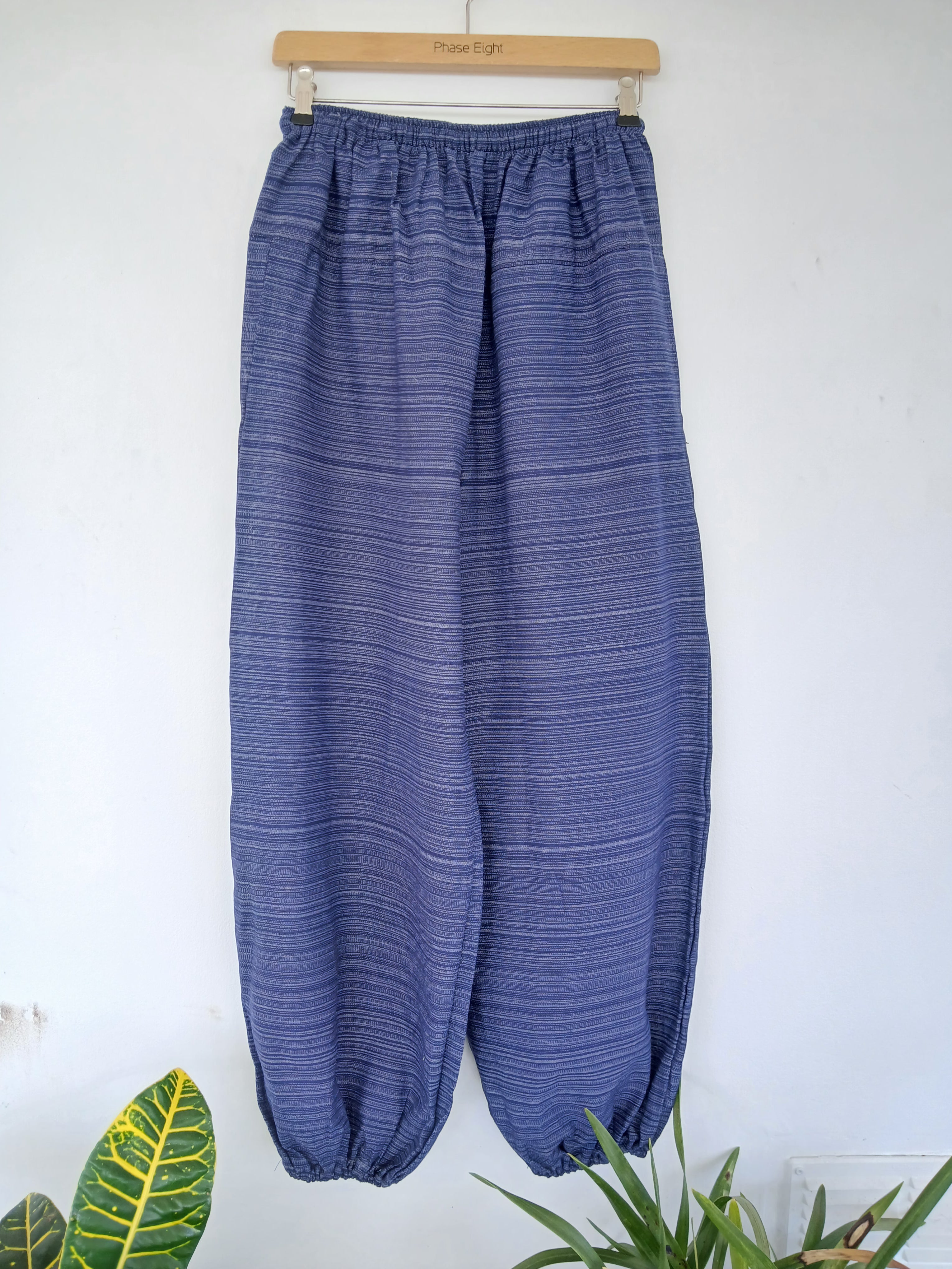 Cotton blue navy hippie Boho Harem Pants with Ethnic Pocket – Relaxed Fit trousers joggers one size fit 8-10-12