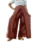 Red burgundy bohemian elegant flowy harem pants beautiful festival holiday trousers one size fit 8-10-12