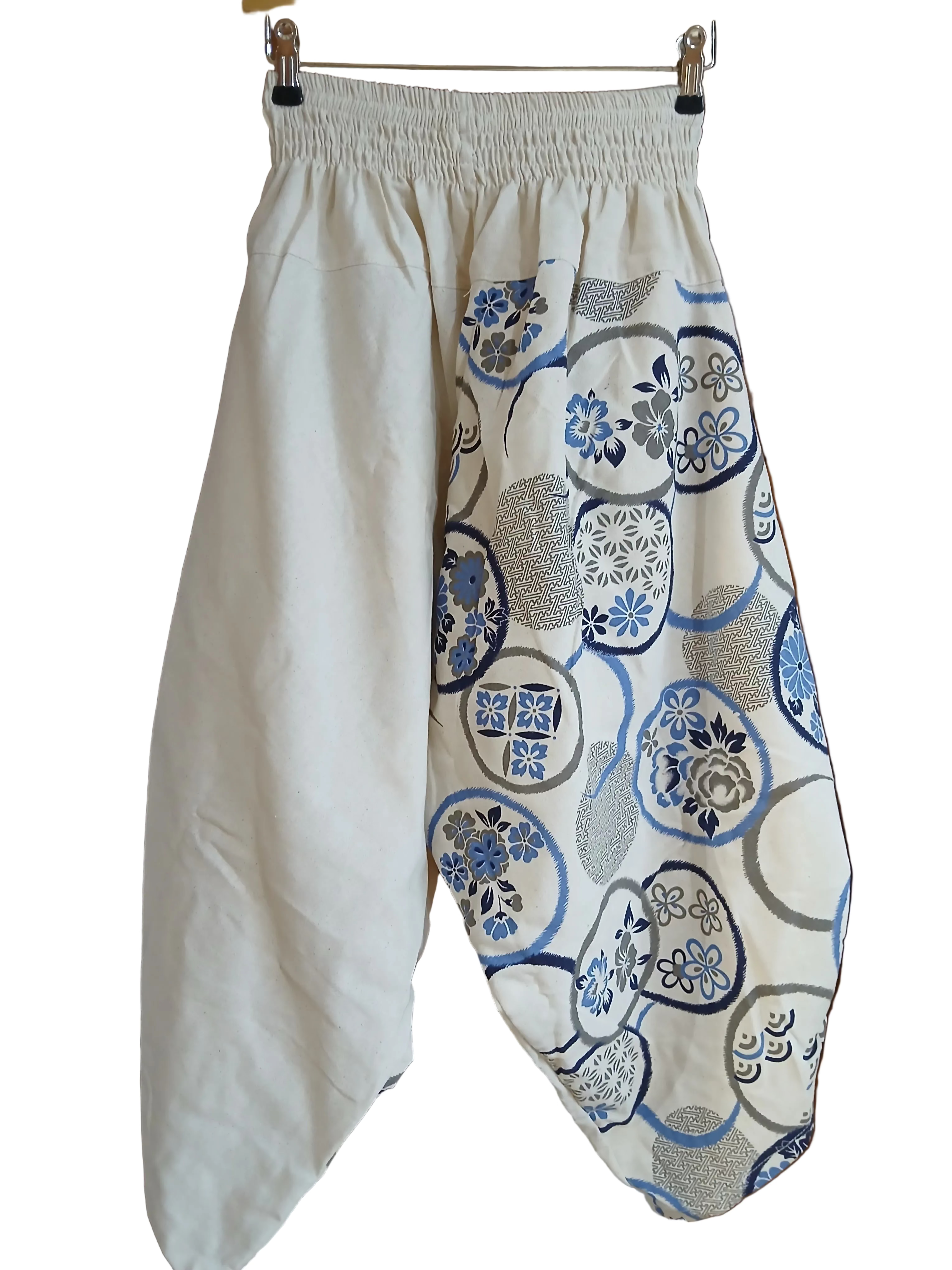 White cream Boho harem pants relaxed fit yoga meditation Aladdin trousers one size